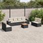 Preview: ARDEBO.de - 9-tlg. Garten-Sofagarnitur mit Kissen Schwarz Poly Rattan