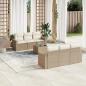 Preview: ARDEBO.de - 7-tlg. Garten-Sofagarnitur mit Kissen Beige Poly Rattan