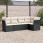 Preview: ARDEBO.de - 5-tlg. Garten-Sofagarnitur mit Kissen Schwarz Poly Rattan