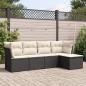 Preview: ARDEBO.de - 5-tlg. Garten-Sofagarnitur mit Kissen Schwarz Poly Rattan