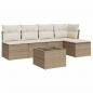 Preview: 6-tlg. Garten-Sofagarnitur mit Kissen Beige Poly Rattan