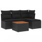 Preview: 5-tlg. Garten-Sofagarnitur mit Kissen Schwarz Poly Rattan