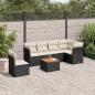 Preview: ARDEBO.de - 7-tlg. Garten-Sofagarnitur mit Kissen Schwarz Poly Rattan