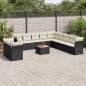 Preview: ARDEBO.de - 12-tlg. Garten-Sofagarnitur mit Kissen Schwarz Poly Rattan