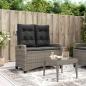 Preview: ARDEBO.de - Gartenbank Verstellbar mit Kissen Grau Poly Rattan