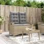 Preview: ARDEBO.de - Gartenbank Verstellbar mit Kissen Beige Poly Rattan