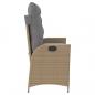 Preview: Gartenbank Verstellbar mit Kissen Beige Poly Rattan