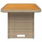 Preview: Gartentisch Beige 90x55x71 cm Poly Rattan und Akazienholz