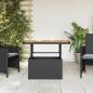 Preview: Gartentisch Schwarz 90x55x71 cm Poly Rattan und Akazienholz