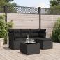 Preview: ARDEBO.de - 5-tlg. Garten-Sofagarnitur mit Kissen Schwarz Poly Rattan