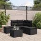 Preview: ARDEBO.de - 6-tlg. Garten-Sofagarnitur mit Kissen Schwarz Poly Rattan