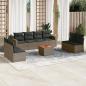 Preview: ARDEBO.de - 9-tlg. Garten-Sofagarnitur mit Kissen Grau Poly Rattan