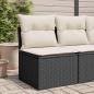 Preview: ARDEBO.de - Gartensofa ohne Armlehnen mit Kissen Schwarz Poly Rattan