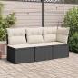 Preview: Gartensofa ohne Armlehnen mit Kissen Schwarz Poly Rattan