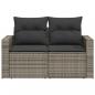 Preview: Gartensofa 2-Sitzer mit Kissen Grau Poly Rattan