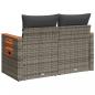 Preview: Gartensofa 2-Sitzer mit Kissen Grau Poly Rattan