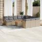 Preview: ARDEBO.de - 13-tlg. Garten-Sofagarnitur mit Kissen Beige Poly Rattan