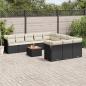 Preview: ARDEBO.de - 12-tlg. Garten-Sofagarnitur mit Kissen Schwarz Poly Rattan