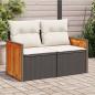 Preview: ARDEBO.de - Gartensofa mit Kissen 2-Sitzer Schwarz Poly Rattan