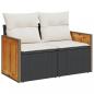 Preview: Gartensofa mit Kissen 2-Sitzer Schwarz Poly Rattan