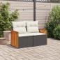 Preview: Gartensofa mit Kissen 2-Sitzer Schwarz Poly Rattan