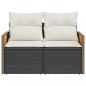 Preview: Gartensofa mit Kissen 2-Sitzer Schwarz Poly Rattan