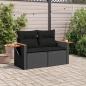 Preview: Gartensofa mit Kissen 2-Sitzer Schwarz Poly Rattan