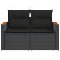 Preview: Gartensofa mit Kissen 2-Sitzer Schwarz Poly Rattan