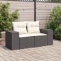 Preview: Gartensofa mit Kissen 2-Sitzer Schwarz Poly Rattan