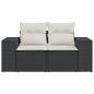 Preview: Gartensofa mit Kissen 2-Sitzer Schwarz Poly Rattan