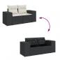 Preview: Gartensofa mit Kissen 2-Sitzer Schwarz Poly Rattan