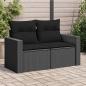 Preview: ARDEBO.de - Gartensofa mit Kissen 2-Sitzer Schwarz Poly Rattan