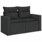 Preview: Gartensofa mit Kissen 2-Sitzer Schwarz Poly Rattan