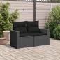 Preview: Gartensofa mit Kissen 2-Sitzer Schwarz Poly Rattan