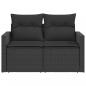 Preview: Gartensofa mit Kissen 2-Sitzer Schwarz Poly Rattan