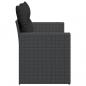 Preview: Gartensofa mit Kissen 2-Sitzer Schwarz Poly Rattan