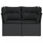 Preview: Gartensofa mit Kissen 2-Sitzer Schwarz Poly Rattan