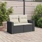 Preview: Gartensofa mit Kissen 2-Sitzer Schwarz Poly Rattan