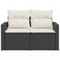 Preview: Gartensofa mit Kissen 2-Sitzer Schwarz Poly Rattan