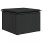 Preview: Gartenhocker mit Kissen Schwarz 55x55x37 cm Poly Rattan