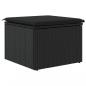 Preview: Gartenhocker mit Kissen Schwarz 55x55x37 cm Poly Rattan