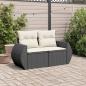 Preview: Gartensofa mit Kissen 2-Sitzer Schwarz Poly Rattan