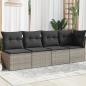 Preview: ARDEBO.de - Gartensofa mit Kissen 4-Sitzer Grau Poly Rattan