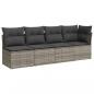 Preview: Gartensofa mit Kissen 4-Sitzer Grau Poly Rattan