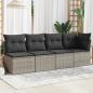 Preview: Gartensofa mit Kissen 4-Sitzer Grau Poly Rattan