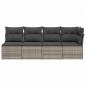 Preview: Gartensofa mit Kissen 4-Sitzer Grau Poly Rattan