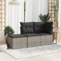 Preview: Gartenhocker mit Kissen Grau 55x55x37 cm Poly Rattan