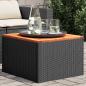 Preview: ARDEBO.de - Gartentisch Schwarz 55x55x37 cm Poly Rattan und Akazienholz