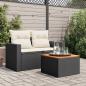 Preview: Gartentisch Schwarz 55x55x37 cm Poly Rattan und Akazienholz