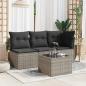 Preview: Gartentisch mit Glasplatte Grau 55x55x37 cm Poly Rattan